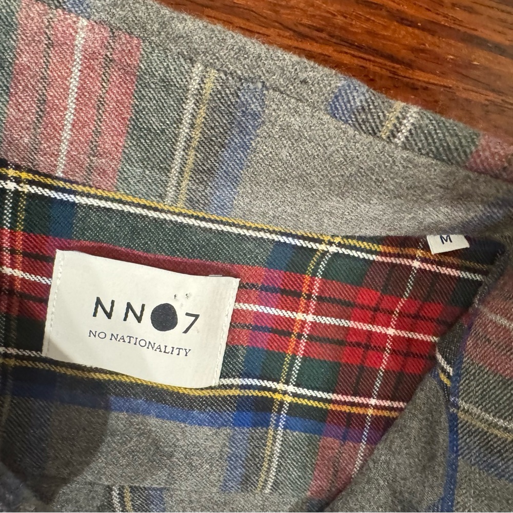 Nno7 - Button-Down Collar Checked Brushed Cotton-… - image 2